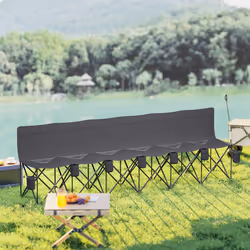 Outsunny 6 Seater Folding Bench Camping Chair with Cup Holder, Charcoal Grey - Additional view 7