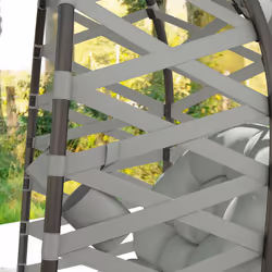 Outsunny 2 Seater Egg Chair Outdoor with Cushion, Cup Pockets - Light Grey - Additional view 8