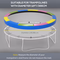 SPORTNOW 12FT Trampoline Pad Spring Cover, Waterproof, Multi-Colored