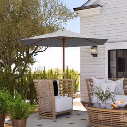 Outsunny 2.5m Wood Garden Parasol Sun Shade Outdoor Wooden Umbrella Canopy