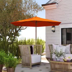 Outsunny 2.5m Wood Garden Parasol Sun Shade Outdoor Wooden Umbrella Canopy