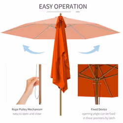 Outsunny 2.5m Wood Garden Parasol Sun Shade Outdoor Wooden Umbrella Canopy - Additional view 4