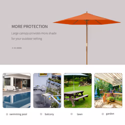 Outsunny 2.5m Wood Garden Parasol Sun Shade Outdoor Wooden Umbrella Canopy - Additional view 5