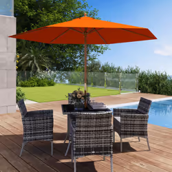 Outsunny 2.5m Wood Garden Parasol Sun Shade Outdoor Wooden Umbrella Canopy - Additional view 8