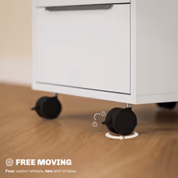 HOMCOM Modern 3-Drawer Locking File Cabinet Mobile Filing Cabinet - White - Additional view 4