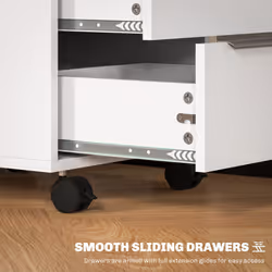 HOMCOM Modern 3-Drawer Locking File Cabinet Mobile Filing Cabinet - White - Additional view 5