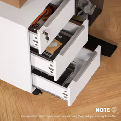 HOMCOM Modern 3-Drawer Locking File Cabinet Mobile Filing Cabinet - White - Additional view 7