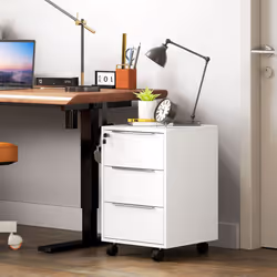 HOMCOM Modern 3-Drawer Locking File Cabinet Mobile Filing Cabinet - White - Additional view 8