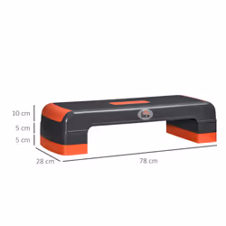 HOMCOM Aerobic Step Three-Level Adjustable Exercise Stepper, Grey and Red