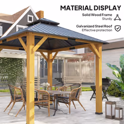 Outsunny 3x(3)M Double-Tier Hardtop Gazebo, Outdoor Patio Shelter, Grey