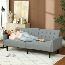 HOMCOM Upholstered Sofa bed 3 Seater Home Theater with Storage - Grey