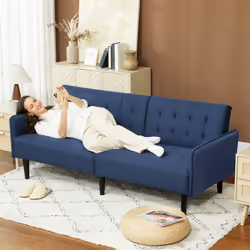 HOMCOM Upholstered Sofa bed 3 Seater Home Theater with Storage - Blue