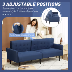 HOMCOM Upholstered Sofa bed 3 Seater Home Theater with Storage - Blue - Additional view 5