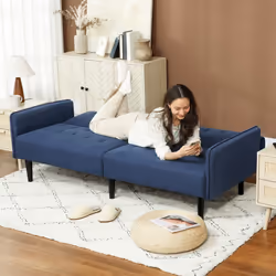 HOMCOM Upholstered Sofa bed 3 Seater Home Theater with Storage - Blue - Additional view 7