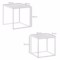 HOMCOM Nesting Coffee Table Set of 2, Nest of Tables with Steel Frame, White
