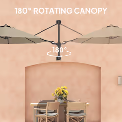 Outsunny Sun Parasol with Vent, Wall Umbrella for Patio, Garden, Khaki