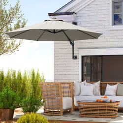 Outsunny Sun Parasol with Vent, Wall Umbrella for Patio, Garden, Pool, Grey