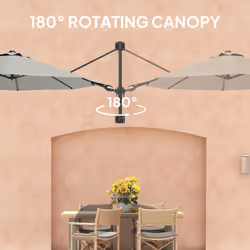 Outsunny Sun Parasol with Vent, Wall Umbrella for Patio, Garden, Pool, Grey