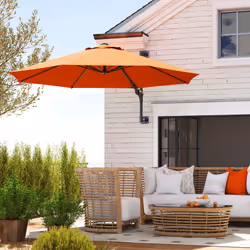 Outsunny Sun Parasol with Vent, Wall Umbrella for Patio, Garden, Orange