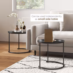 HOMCOM Nesting Tables Set of 2, End Table with Removable Tabletop Tray Black - Additional view 5