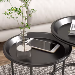 HOMCOM Nesting Tables Set of 2, End Table with Removable Tabletop Tray Black - Additional view 7