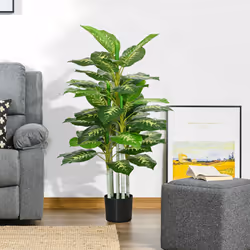 HOMCOM Artificial Evergreen Tree Fake Plant in Pot Indoor Decor