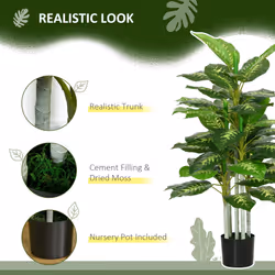 HOMCOM Artificial Evergreen Tree Fake Plant in Pot Indoor Decor