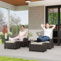 Outsunny 5 PCs Rattan Garden Furniture Set with Reclining Chairs - Brown