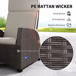 Outsunny 5 PCs Rattan Garden Furniture Set with Reclining Chairs - Brown
