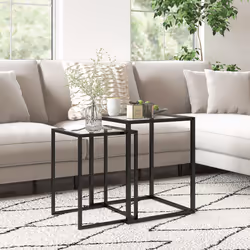 HOMCOM Nesting Tables Set of 2, End Table with Tempered Glass Top, Black - Additional view 6