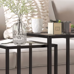 HOMCOM Nesting Tables Set of 2, End Table with Tempered Glass Top, Black - Additional view 8
