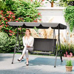 Outsunny 3 Seater Garden Swing Seat Bench w/ Adjustable Canopy, Grey