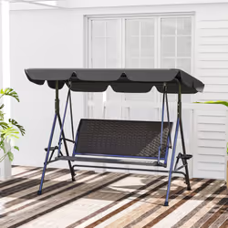 Outsunny 3 Seater Garden Swing Seat Bench w/ Adjustable Canopy, Grey
