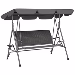 Outsunny 3 Seater Garden Swing Seat Bench w/ Adjustable Canopy, Grey