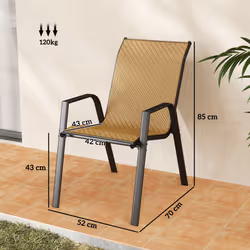 Outsunny Wicker Dining Chairs Set of 4, Stackable Outdoor Chairs, Khaki