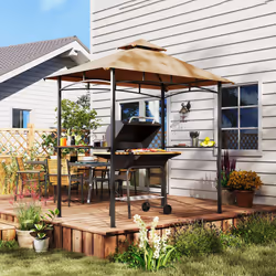 Outsunny Outdoor Double-tier BBQ Gazebo Shelter Grill Canopy Barbecue Tent