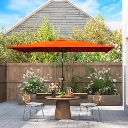 Outsunny 3x2m Garden Parasol Canopy Tilt Crank 6 Ribs Sun Shade Orange