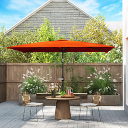 Outsunny 3x2m Garden Parasol Canopy Tilt Crank 6 Ribs Sun Shade Orange