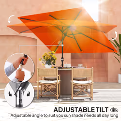 Outsunny 3x2m Garden Parasol Canopy Tilt Crank 6 Ribs Sun Shade Orange