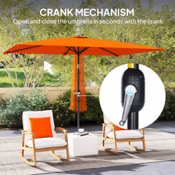 Outsunny 3x2m Garden Parasol Canopy Tilt Crank 6 Ribs Sun Shade Orange