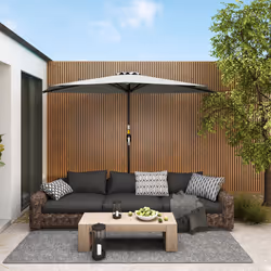 Outsunny 2.7m Metal Frame Garden Furniture Parasol Half Round Umbrella Grey