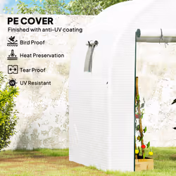Outsunny 1.8 x 1.8 x 2m Polytunnel Greenhouse with Doors and Mesh Windows