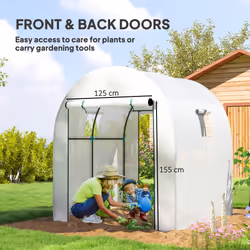 Outsunny 1.8 x 1.8 x 2m Polytunnel Greenhouse with Doors and Mesh Windows - Additional view 4