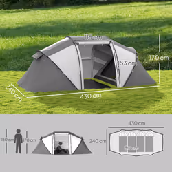 Outsunny 4-6 Persons Camping Tent Dome Family Travel Group Hiking Room Fishing