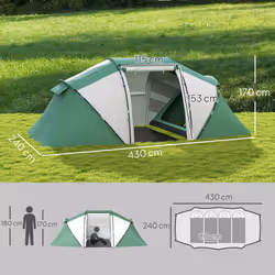 Outsunny 4-6 Persons Camping Tent Dome Family Travel Group Hiking Room Fishing