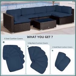 Outsunny Garden Rattan Sofa Set Polyester Cover Replacement No Cushion Blue