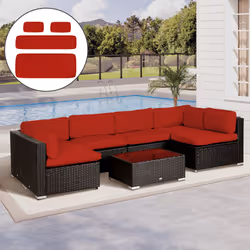 Outsunny Garden Rattan Sofa Set Polyester Cover Replacement No Cushion Red