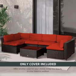 Outsunny Garden Rattan Sofa Set Polyester Cover Replacement No Cushion Red - Additional view 4