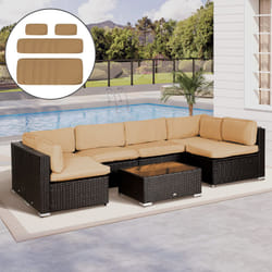 Outsunny Garden Rattan Sofa Set Polyester Cover Replacement No Cushion Beige