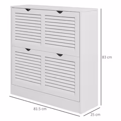 HOMCOM Slim Shoe Storage Cabinet with 2 Flip Drawers for Entryway, White